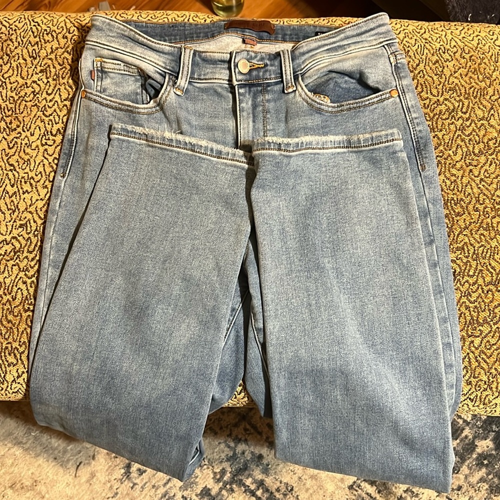 Judy Blue High-Waist Contrast Wash Thermal Straight Jeans Medium Wash size: 9|29
